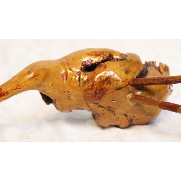 Vtg Hand Carved Drift wood Burl Ostrich Figure 6.5'' Bird Flamingo Heron Egret - Picture 10 of 10